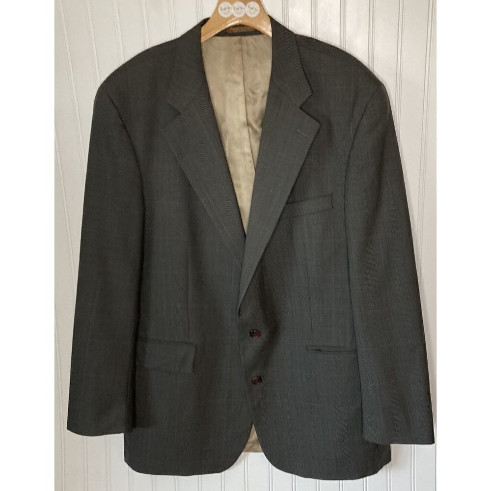 Chaps‎ Ralph Lauren Canada Wool Glen Plaid 2-Button Single Vent Suit Jacket 46T